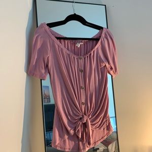 Off The Shoulder Tie Front Top